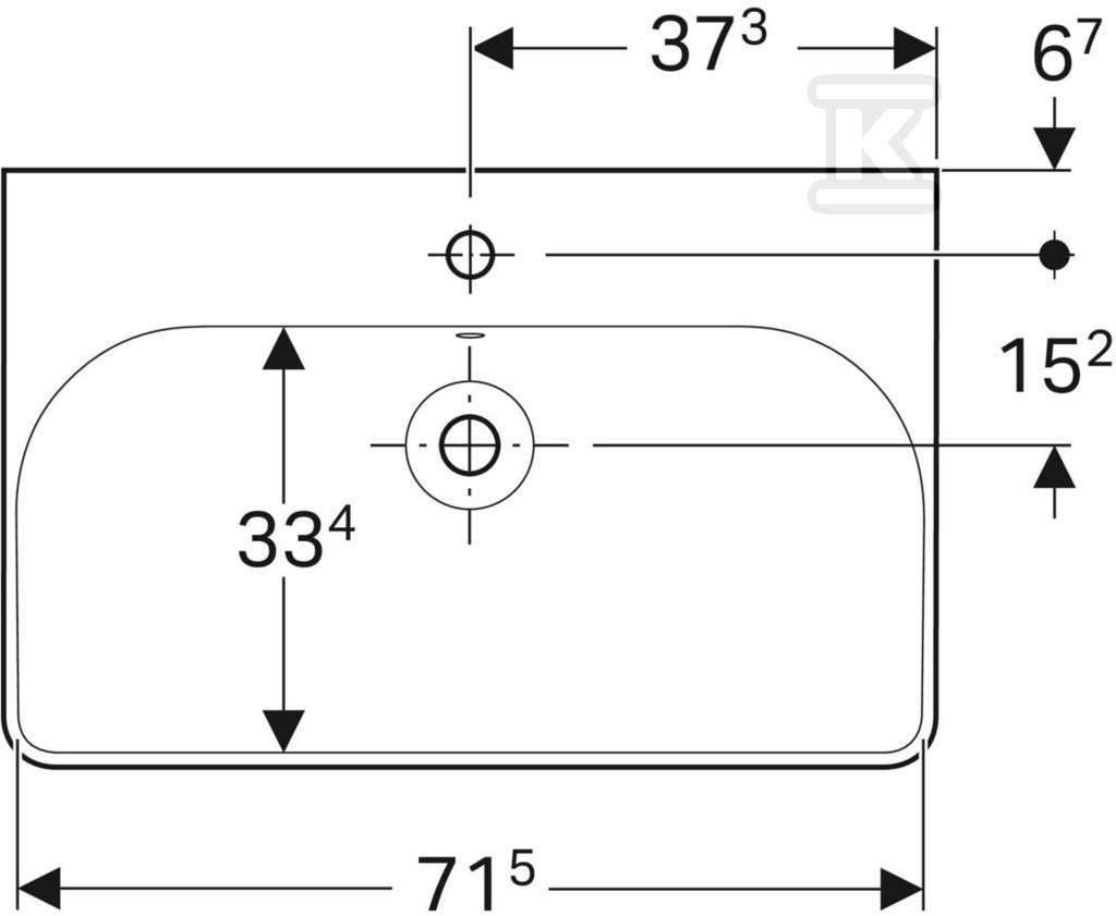 Smyle Quadratisches Waschbecken B75 cm, - 500.249.01.1