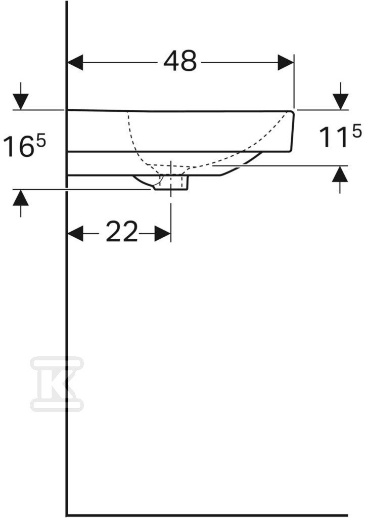 Smyle Square washbasin B75 cm, H16.5 - 500.249.01.8