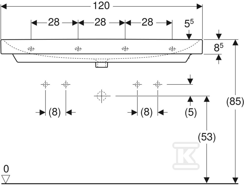 Smyle Quadratisches Waschbecken B120 - 500.253.01.1