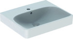 Smyle Square compact washbasin B50 cm, H16 cm, T41 cm, with overflow, with tap hole