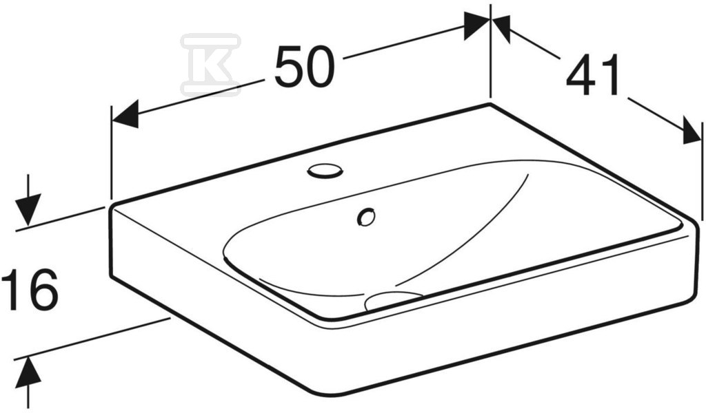 Smyle Square compact washbasin B50 cm, - 500.256.01.8