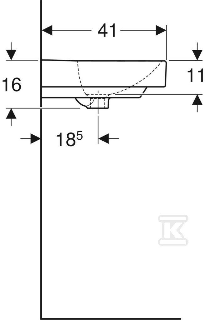 Smyle Square compact washbasin B50 cm, - 500.256.01.8