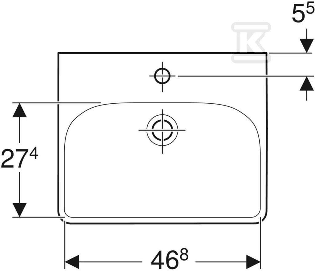 Smyle Square compact washbasin B50 cm, - 500.256.01.8