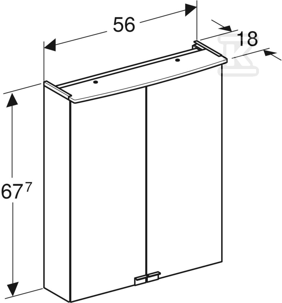 Option Basic mirror cabinet, B55, with - 500.258.00.1