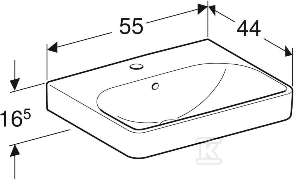 Smyle Square Umywalka, B55cm, H16.5cm, - 500.259.01.8