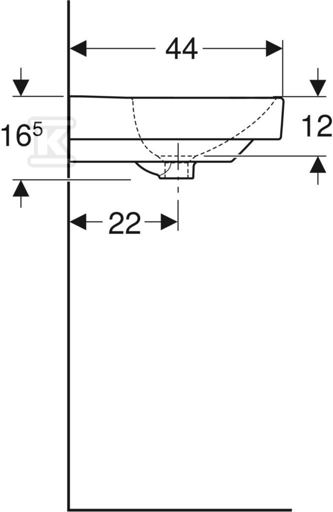 Smyle Square Umywalka, B55cm, H16.5cm, - 500.259.01.8