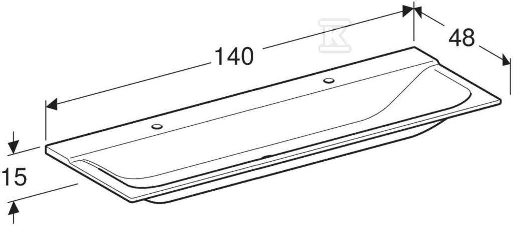 Umywalka Xeno2 140x48cm, 2 otw. Varicor - 500.277.00.1