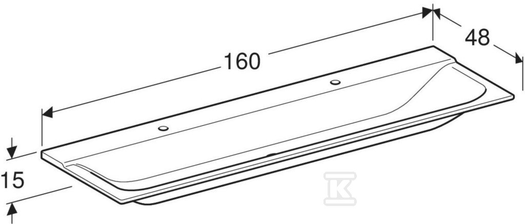 Umywalka Xeno2 160x48cm, 2 otw. Varicor - 500.279.00.1