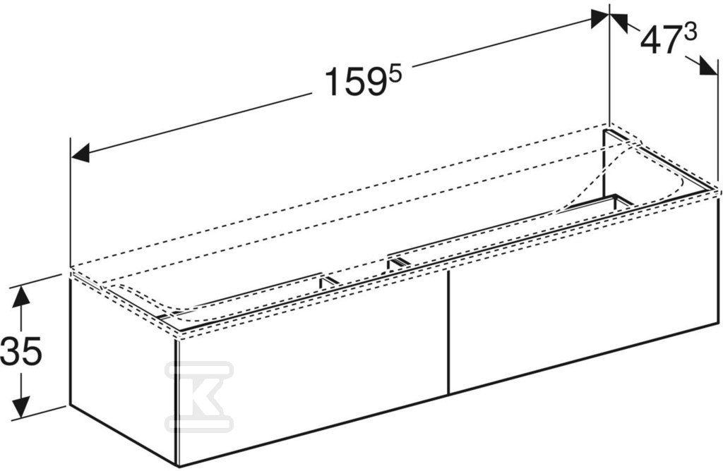 Szafka Xeno2 pod umywalkę 160 cm, 2 - 500.346.00.1