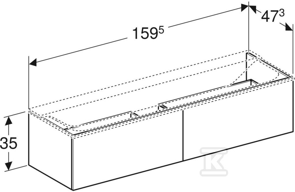 Szafka Xeno2 pod umywalkę 160 cm, 2 - 500.346.01.1