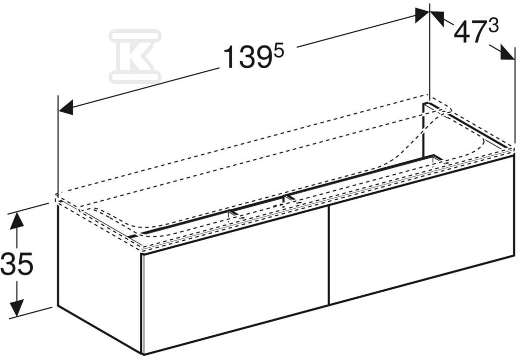 Szafka Xeno2 pod umywalkę 140 cm, 2 - 500.347.00.1