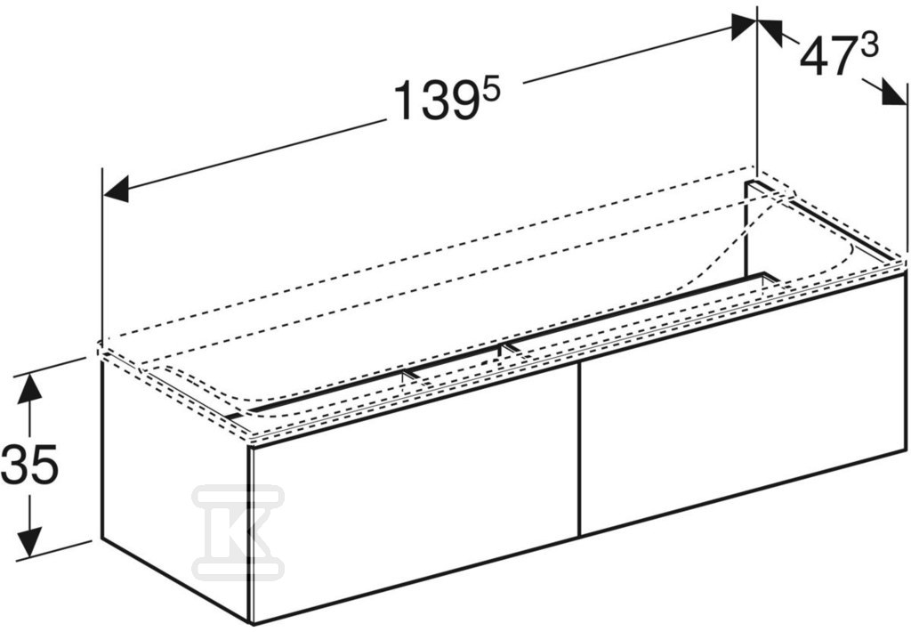 Szafka Xeno2 pod umywalkę 140 cm, 2 - 500.348.00.1