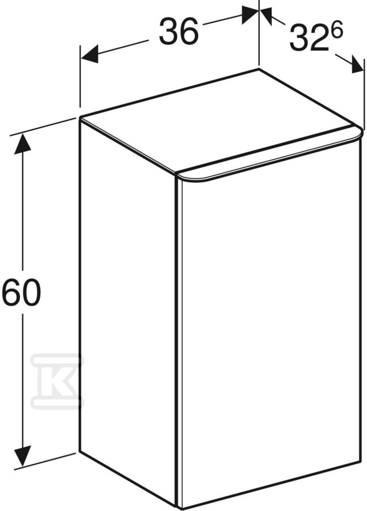 Smyle Square side cabinet B36 cm, H60 - 500.359.00.1