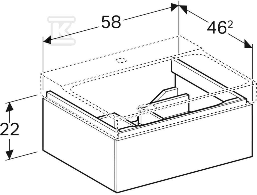 Szafka Xeno2 pod umywalkę 60 cm, 1 - 500.505.00.1