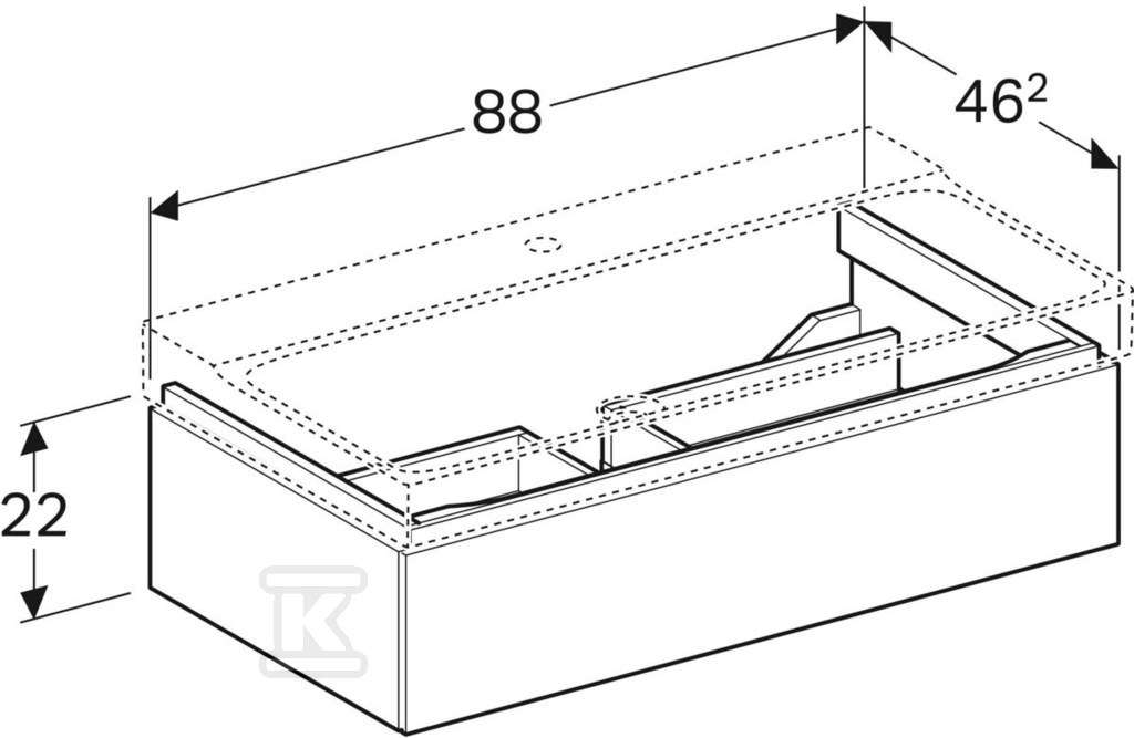 Szafka Xeno2 pod umywalkę 90 cm, 1 - 500.508.01.1