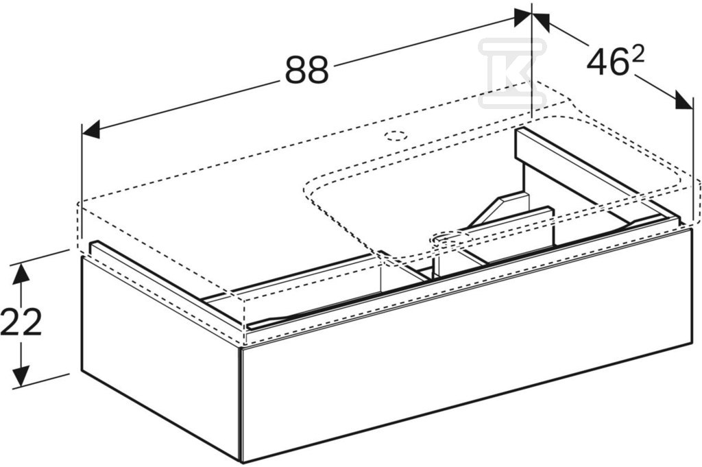 Szafka Xeno2 pod umywalkę 90 cm prawa, - 500.514.00.1