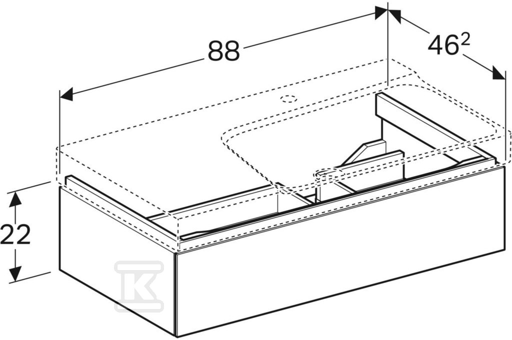 Szafka Xeno2 pod umywalkę 90 cm prawa, - 500.514.01.1