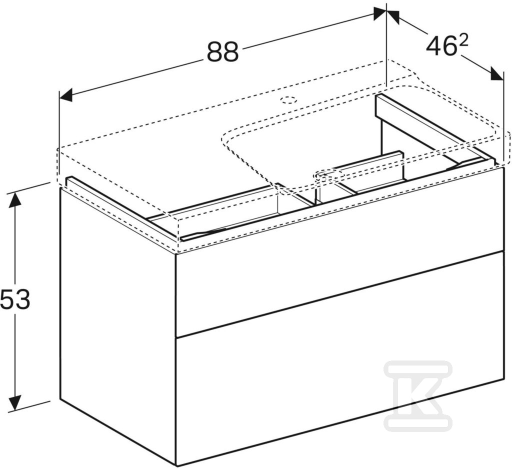 Szafka Xeno2 pod umywalkę 90 cm prawa, - 500.516.00.1