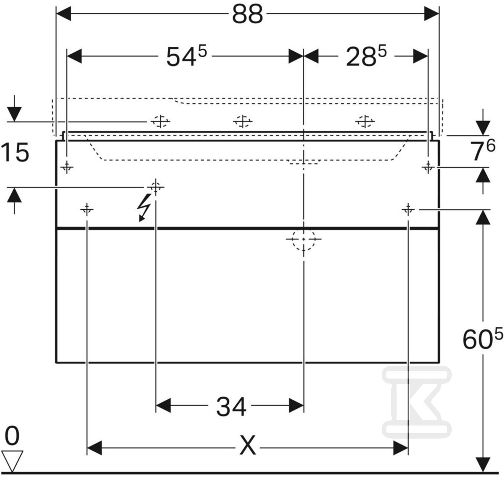 Szafka Xeno2 pod umywalkę 90 cm prawa, - 500.516.01.1