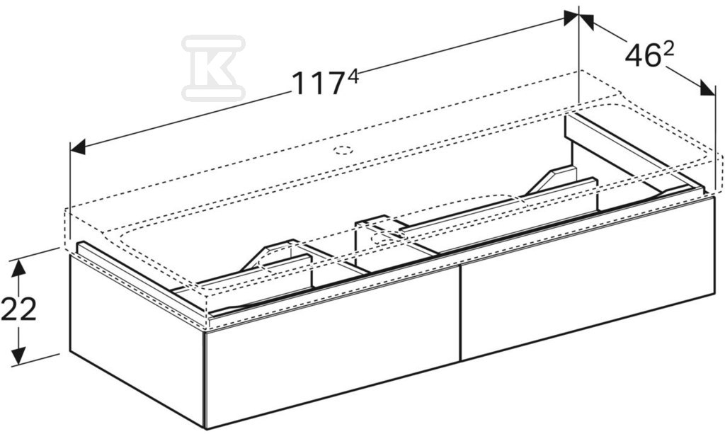 Szafka Xeno2 pod umywalkę 120 cm, 2 - 500.517.00.1