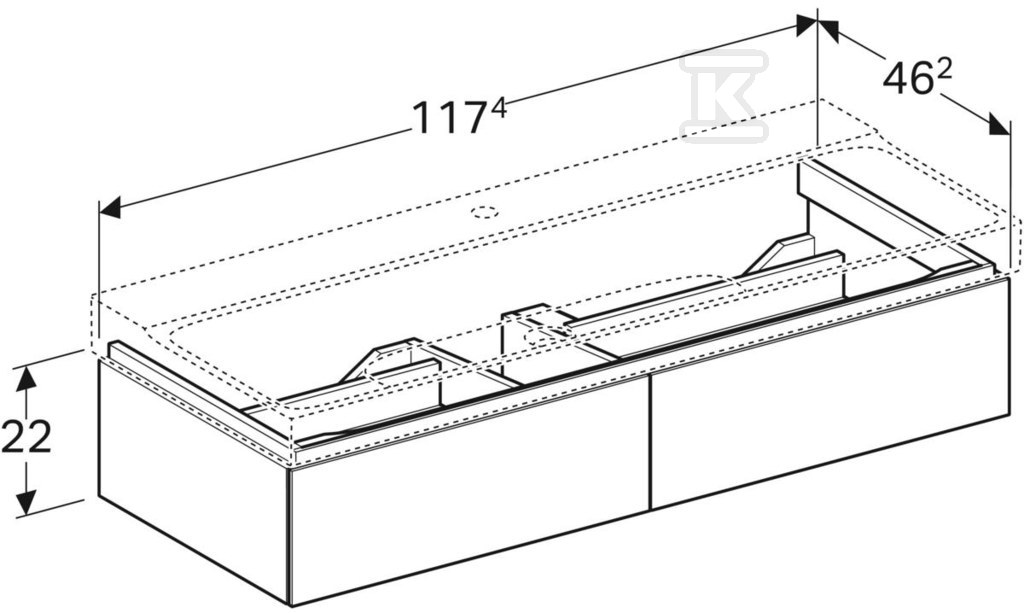 Szafka Xeno2 pod umywalkę 120 cm, 2 - 500.517.01.1