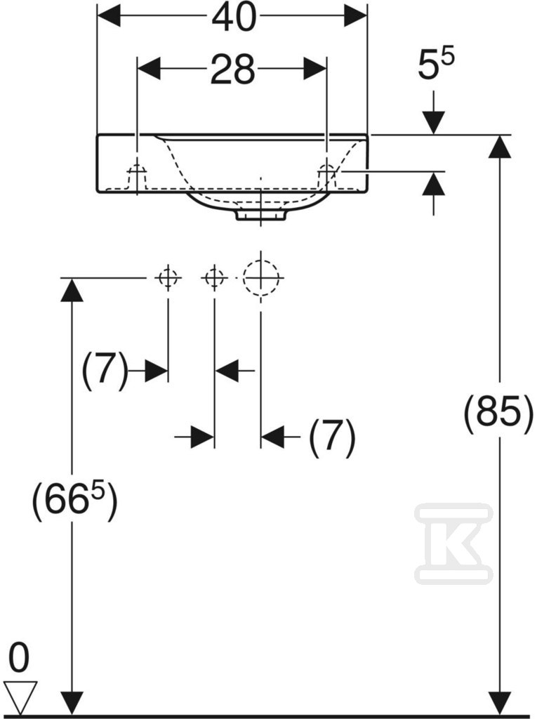 Umywalka Xeno2 40 cm lewa, KT - 500.528.01.1