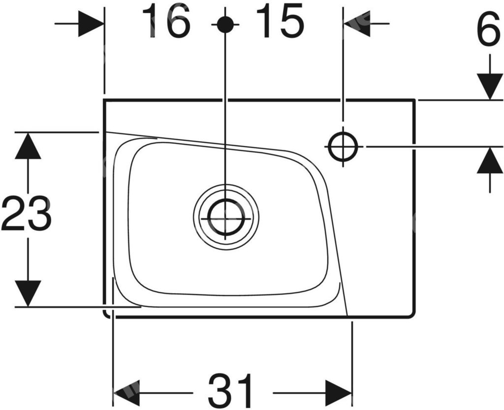 Kseno2 umivaonik 40 cm desno, KeraTect - 500.529.01.1