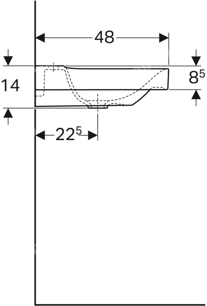 Umywalka Xeno2 90 cm, prawa, KT - 500.533.01.1