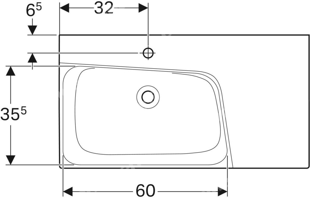 Umywalka Xeno2 90 cm, prawa, KT - 500.533.01.1