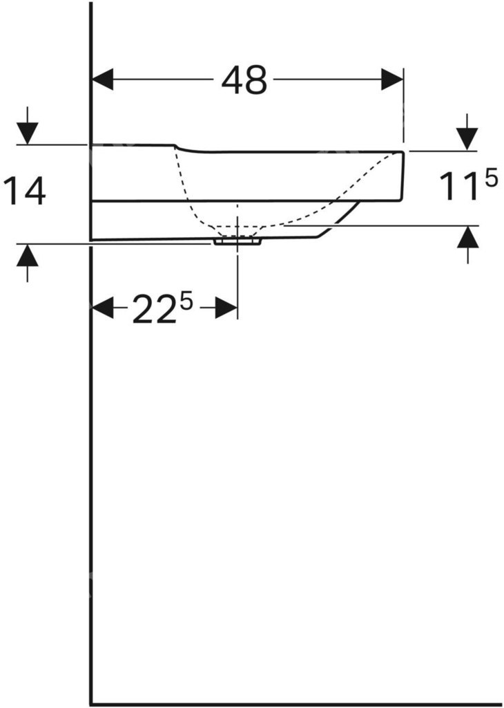 Umywalka Xeno2 120 cm bez otworu, KT - 500.552.01.1