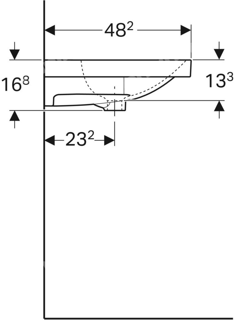 Umywalka Acanto, B90, b/otworu, z - 500.624.01.2