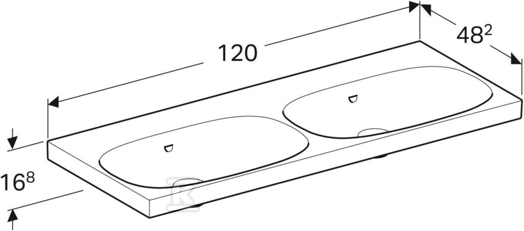 Acanto Umywalka podwójna, B120cm, - 500.628.01.8