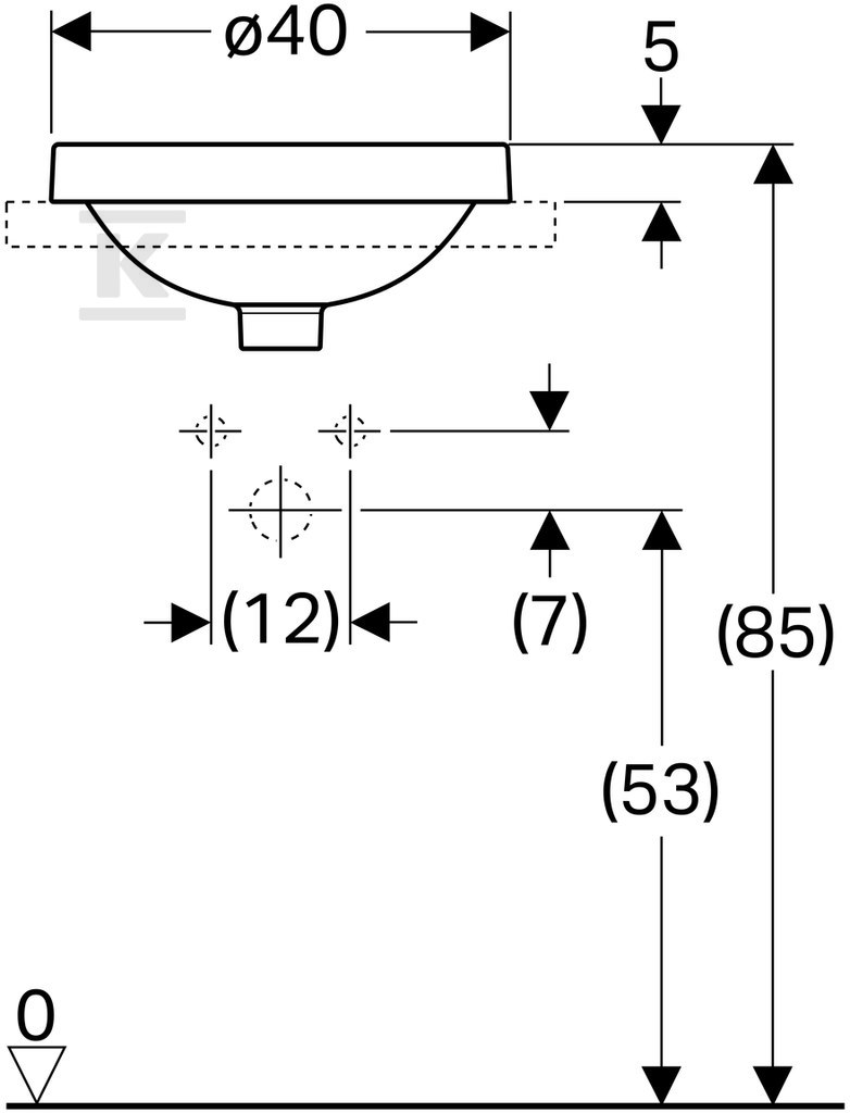 Variform washbasin recessed into the - 500.702.01.2