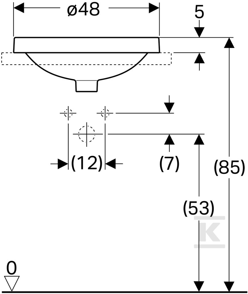 Variform washbasin recessed into the - 500.704.01.2