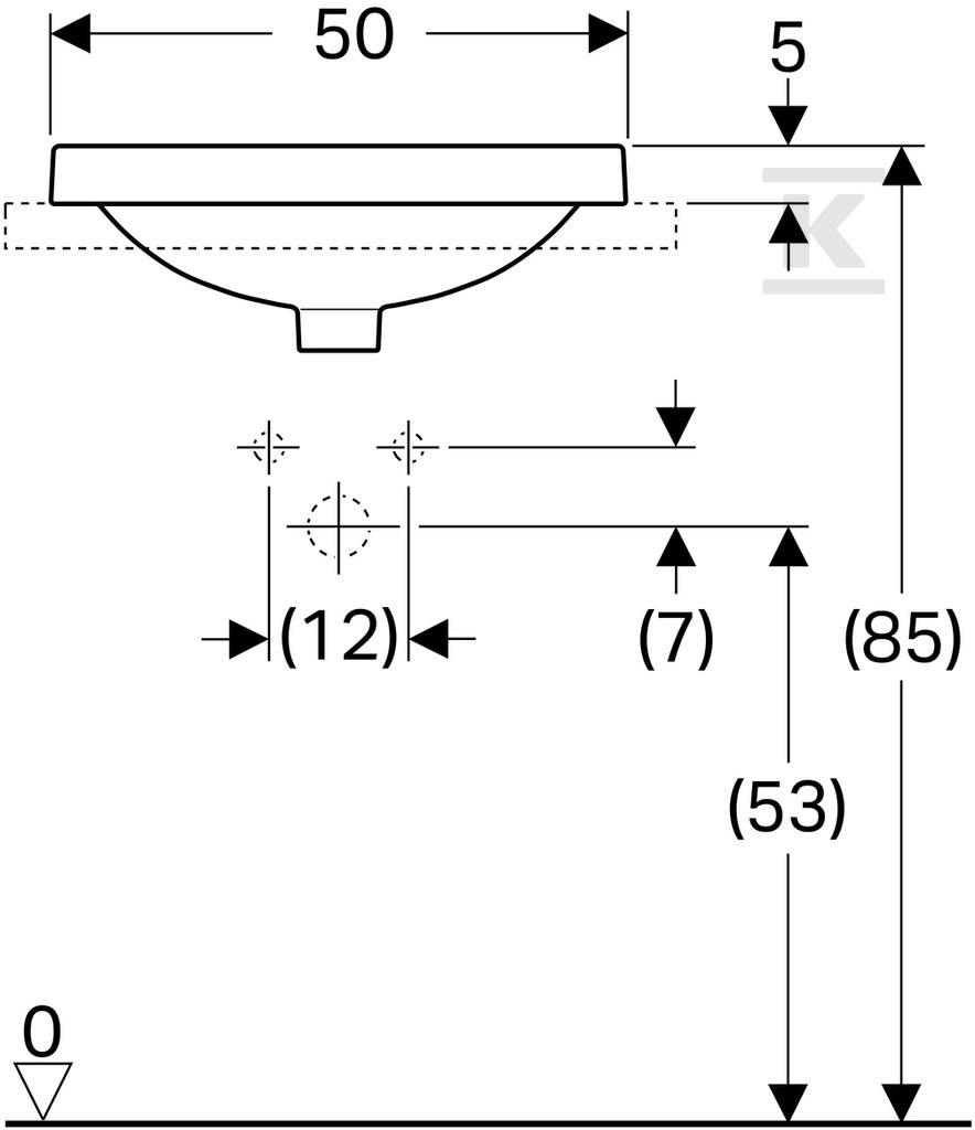 Variform washbasin recessed into the - 500.710.00.2