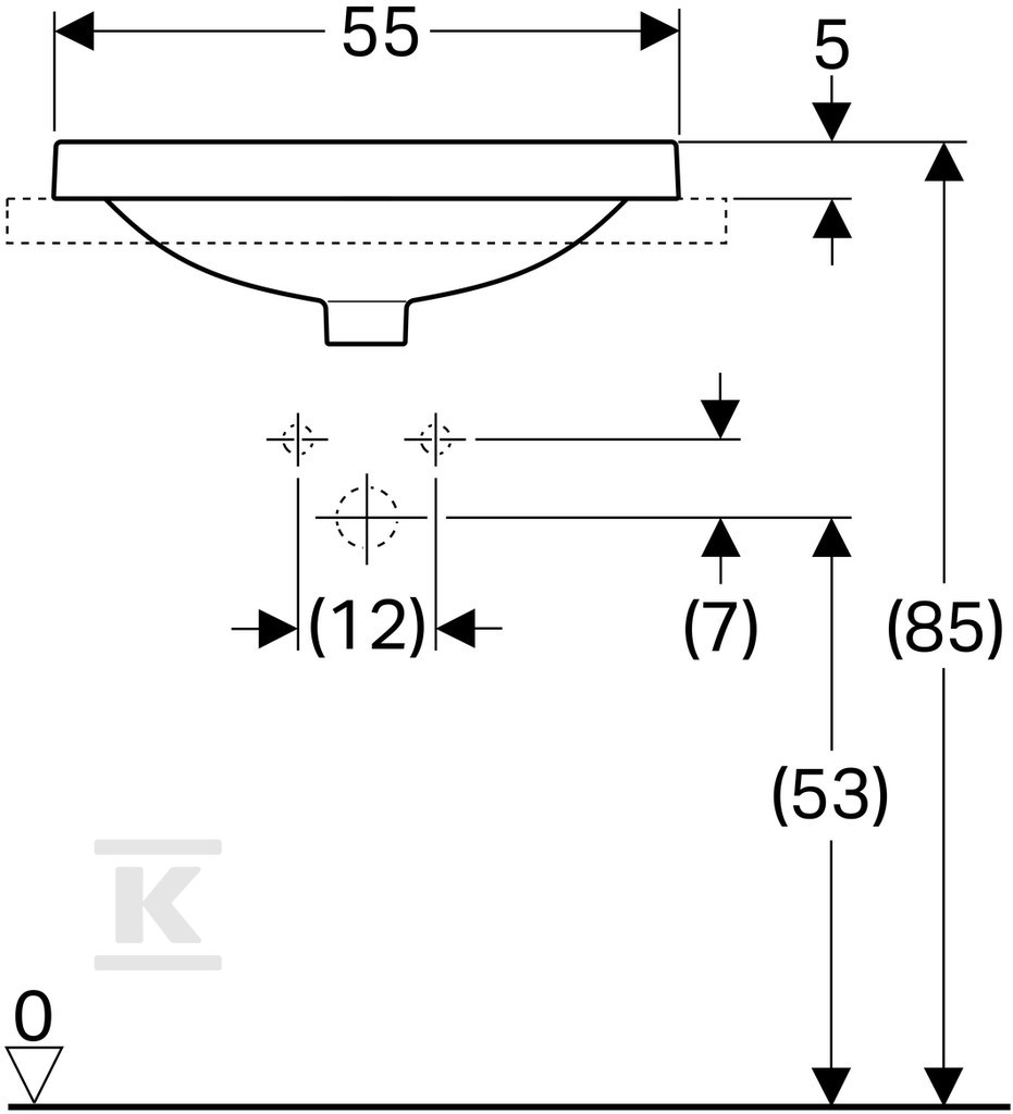 Variform washbasin recessed into the - 500.716.01.2