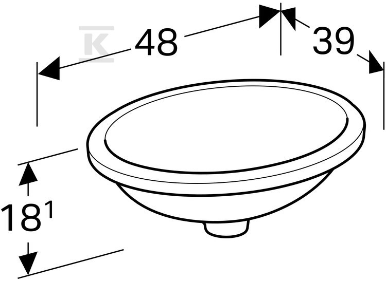 Variform podpultové umyvadlo, oválné, - 500.750.01.2