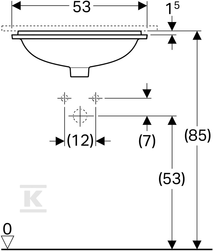 Variform undercounter washbasin, - 500.760.00.2