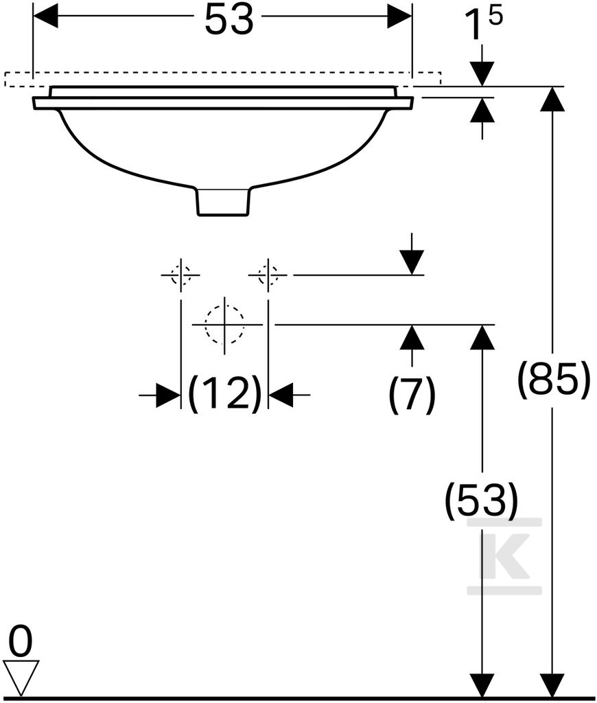 Variform undercounter washbasin, - 500.760.01.2