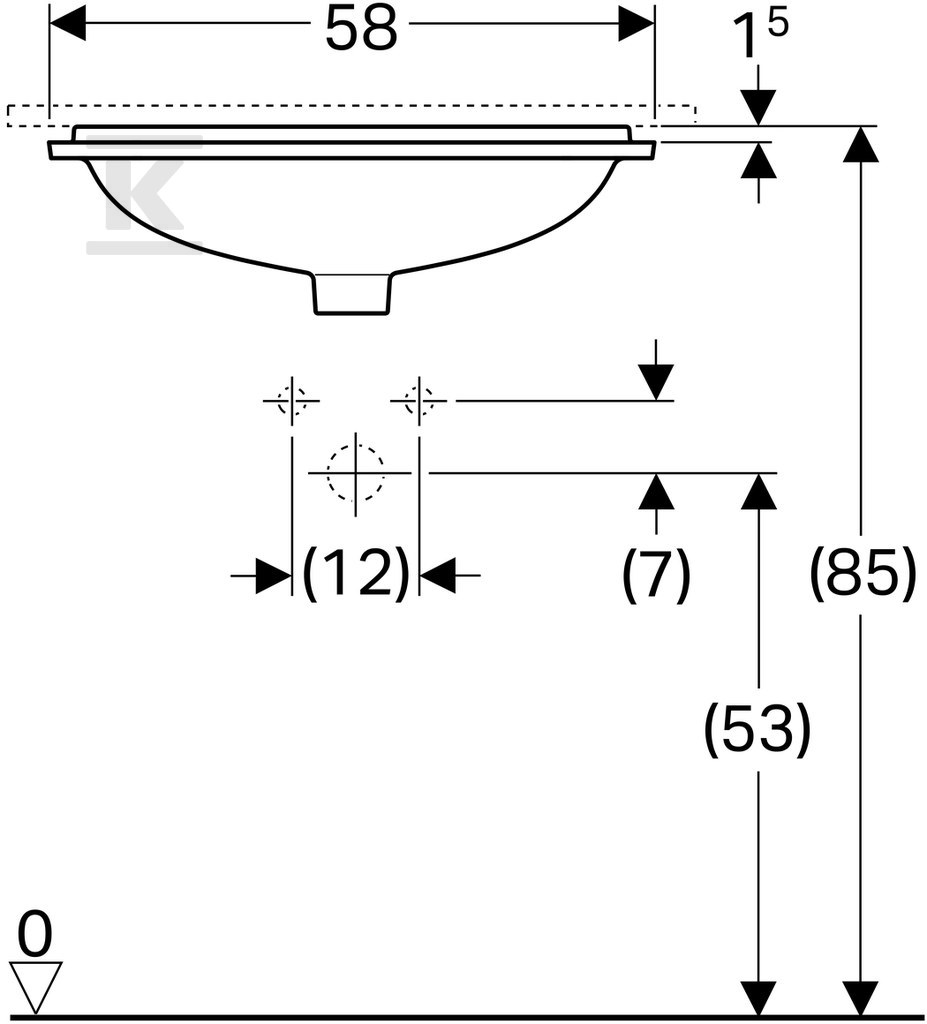 Variform undercounter washbasin, - 500.764.01.2