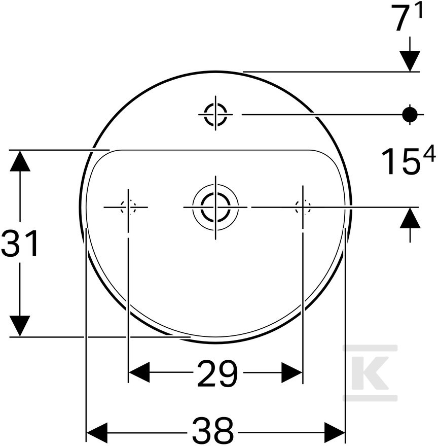 Variform countertop washbasin, round, - 500.770.01.2