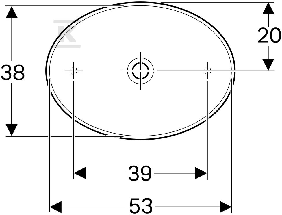 Variform countertop washbasin, oval, - 500.771.01.2