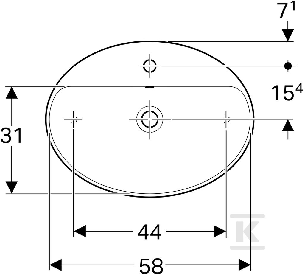 Variform countertop washbasin, oval, - 500.772.00.2