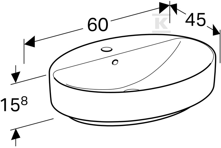 Variform countertop washbasin, oval, - 500.772.01.2