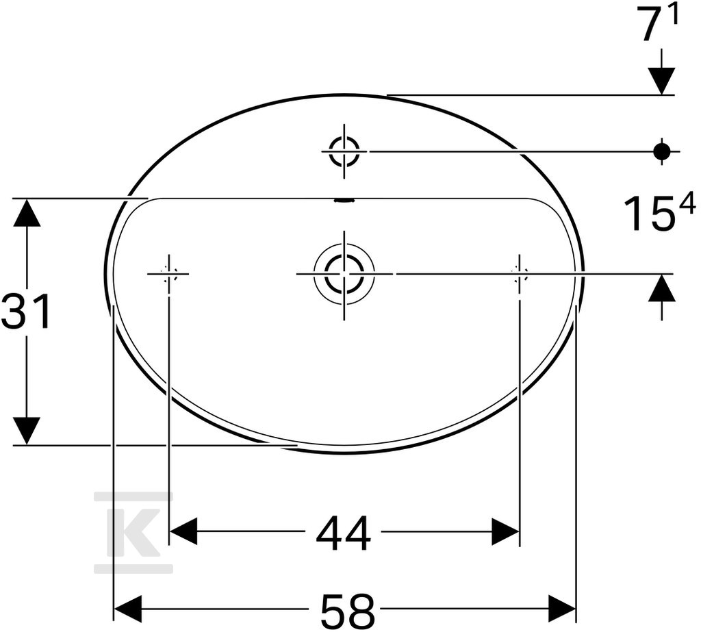 Variform countertop washbasin, oval, - 500.772.01.2