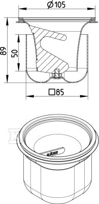 Two-piece siphon, unscrewed, hygienic - 502.050.110