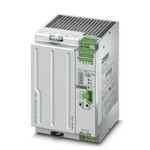 UPS z IQ Technology i wbudowanym akumulatorem do montażu na szynie DIN, wejście: 24 V DC, wyjście: 24 V DC / 10 A, akumulator: ołowiowy AGM 4 Ah, z zamontowanym uniwersalnym adapterem szyny nośnej UTA 107/30