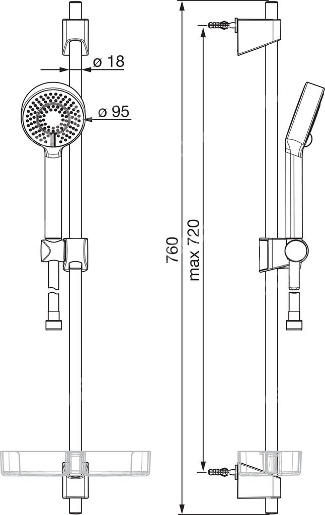 Apollo, shower set on a rail - 3 spray - 544-33