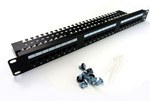 Patch-panel 19" 24x RJ45 U/UTP kat. 5e czarny (RAL 9005) z tacką