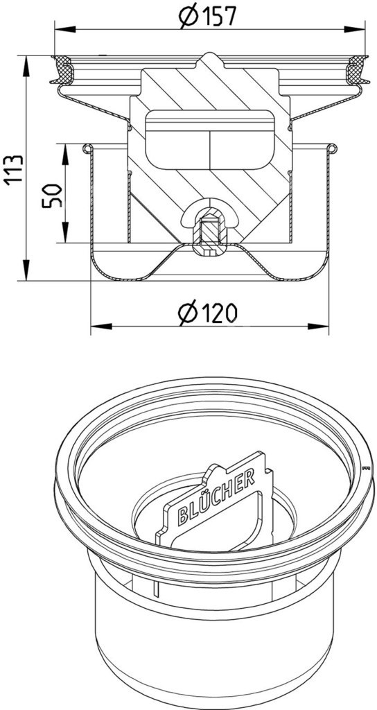 Two-piece, unscrewed siphon 200, - 562.102.000 S